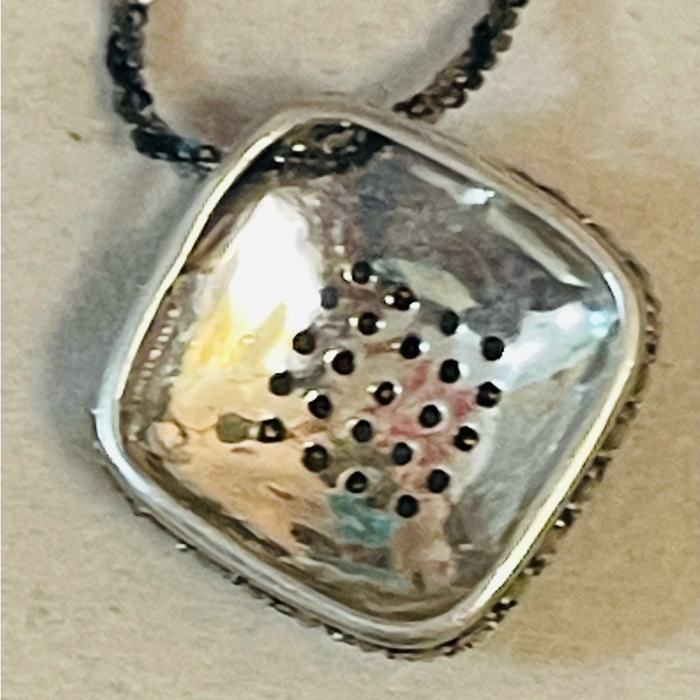 VTg Set Of 2 Sterling Silver Marcasite CZ Pendant / Chain Necklace Sz 17” Italy - Picture 6 of 12